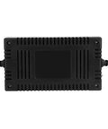 Black 36V Battery Charger With Automatic Battery Tracking And Auto Shutoff, top view, PWM Tech, for scooters and bikes