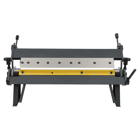 Front view of 24 Inch Box And Pan Brake Workhorse Heavy Duty Pro Grade Sheet Metal Bender for carbon steel and aluminum, 0 to 135 degrees.