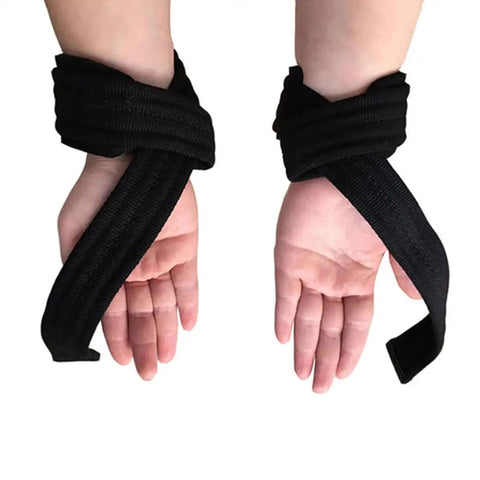 One Pair Weightlifting Straps For Gym Training, Lightweight Cotton And Polyester Wrist Wraps on hands, tight fit design shown