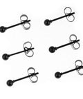 316L Surgical Steel Black Ball Stud Earrings Set for Men and Women Hypoallergenic Nickel Free Cartilage Ear Rings Three Pairs of 3mm Ball Studs Go To Everyday Wear Minimalist Ear Jewelry, six black studs with butterfly backs