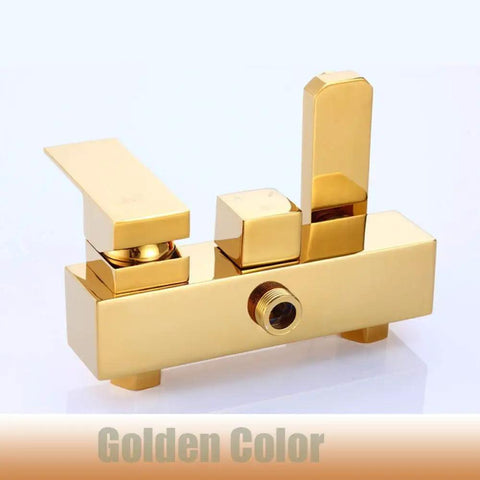 NUHSLF Shower System Luxury Brass Golden Shower Faucet Single Lever close-up view showcasing the golden finish and dual controls.