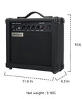 20 Watt Electric Guitar Amplifier Portable Practice Jam Ready Black with 3.5mm Aux In and 6.35mm Headphone Output