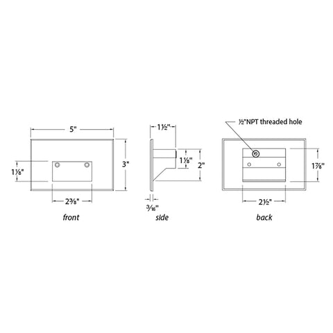 Technical diagram of Ledme 120V Horizontal Indoor Outdoor Step And Wall Light with Built In 3000K LED White Finish Energy Efficient