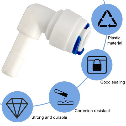 12 Pack 1/4 Inch Water Tubing 90 Degree Elbow Connectors Push Fit Quick Connectors For Reverse Osmosis, plastic elbow fitting