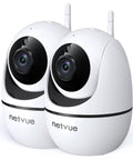 Two pack of Indoor Security Cam 1080p HD WiFi 2.4GHz Pet Cam with Two Way Audio Night Vision AI Human Detection 360 Degree View