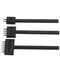 Pro Grade Leatherworking Tool Kit 3 Piece Cobbler Prong Chisel Set With 2 4 6 Tooth Row Hole Puncher, black handles on white surface