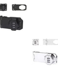 Gate Locks Twist Hasp Latches Without Combination Lock in black and silver; features adjustable size for secure gate fastening.
