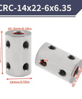 2 Pack 6mm To 6.35mm Bore Rigid Shaft Coupler With Set Screws 14mm Diameter 22mm Length Carbon Steel Galvanized Built Tough Heavy Duty High Torque Motor Connector