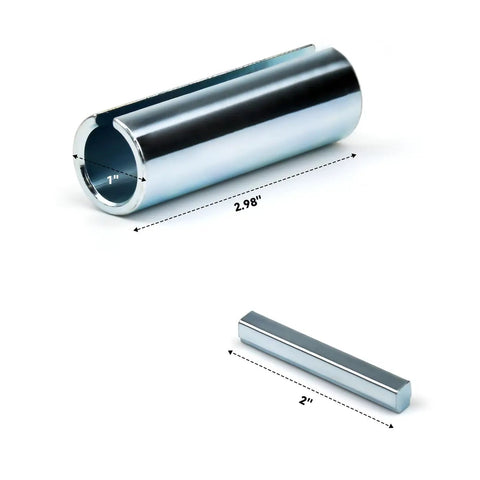 Crankshaft Sleeve Adapter Kit 3/4 Inch To 1 Inch Bore With 1/4 Inch Keyway Keystock Stainless Steel CNC Machined For Gas Engine Crankshaft Reducer, Pulley Wheel Fit, Durable Shaft Sleeve, 1 in bore, 2.98 in long