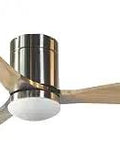 Low Profile Flush Mount Ceiling Fan With Light 52 Inch Farmhouse Bronze Finish Remote Control Wooden Blades
