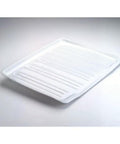 Big Ol White Plastic Dish Drain Board for Countertop with Lip Over Sink Drains Water Back to Sink Cushioned to Protect Counter Surfaces Made in the USA Large Drain Away Tray for Dish Drying, showcasing surface design.