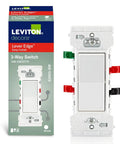 Lever Edge 15 Amp 3 Way Rocker Switch White With Fast Wire In Push In Terminals Color Coded Lever Connections Works With 12 And 14 AWG Copper Wire Easy Secure Connection For Home Electrical Wiring, white 3-way rocker switch