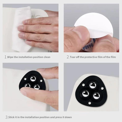 Installing 4 Pcs Self Adhesive Mini Casters Wheels For Appliances And Furniture 1.8 Inch 360 Degree Swivel No Drill on furniture