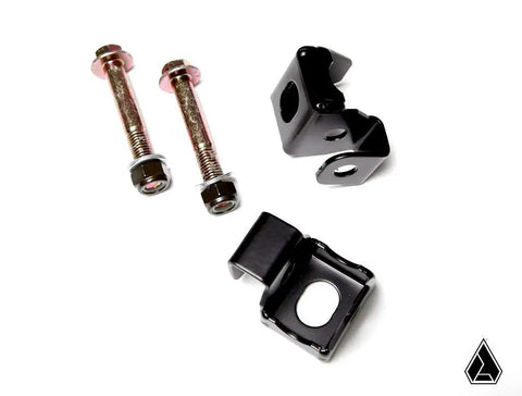 Radius Rod Double-Shear Bracket Kit Pair For Can-Am Maverick X3 XDS XRS 2016 2017 2018 Eliminates Center Knuckle Wear With Beefed-Up Bolts Nylock Nuts And OEM Compatibility, Powder-Coated Black; black steel brackets and bolts