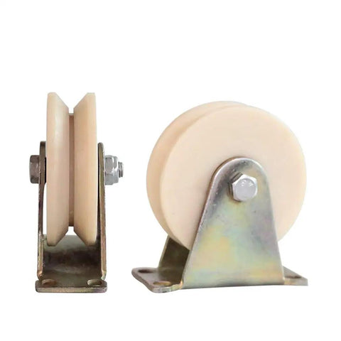 Beefy Nylon Groove Track Wheel Set For Sliding Doors And Mechanical Carts, Heavy Duty Rigid Caster With Double Bearing, side view