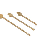 Leaf Shaped Cabinet Key Latch Three Pack Brass Locking Pin For Home Furniture laid flat, showcasing vintage design in brass.