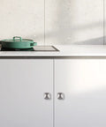5 Pack Brushed Nickel Cabinet Knobs 30mm Square Zinc Alloy Drawer Pulls on white kitchen cupboards