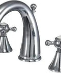 Eight Inch Widespread Bathroom Faucet in Polished Chrome with Drip Free Ceramic Cartridge, Five and a Half Inch Spout Reach, Six Inch Spout Height, Brass Pop Up Drain, One Point Two GPM Flow, Tarnish Resistant Finish, California Title Twenty Compliant