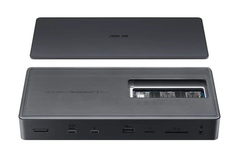 ASUS Master Thunderbolt 5 Dock delivers straight shot plug and play multi monitor sync with beefy wired connectivity.
