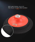 Close-up of Two Pack Rotary Backing Plate With Hook And Loop Surface For Polisher Sander 5 Inch, orange PU material.