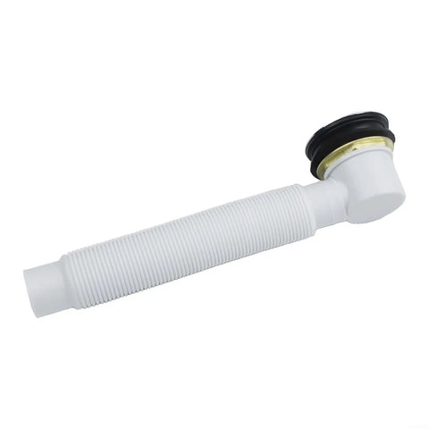 7-Hole Bathtub Drain Pipe Zinc Alloy ABS White(Drainer + Pipe) with flexible white design and black sealing ring for efficient drainage.