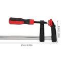 Heavy Duty 2 Inch Throat F Clamp With Solid Iron Bar For Woodworking And Welding Jobs Featuring Smooth One Handed Grip Anti Rust Coating. 21cm metal bar and rubber grip.