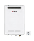 No Sweat Propane Tankless Water Heater For Outdoor Camping And Tailgating delivering instant hot flow with a digital control panel.