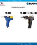 Side view of compatible FR-301 and FR-4101/FR-4103 desoldering tools, for N61-10 Desoldering Nozzle 1.6mm Quick Change Tip