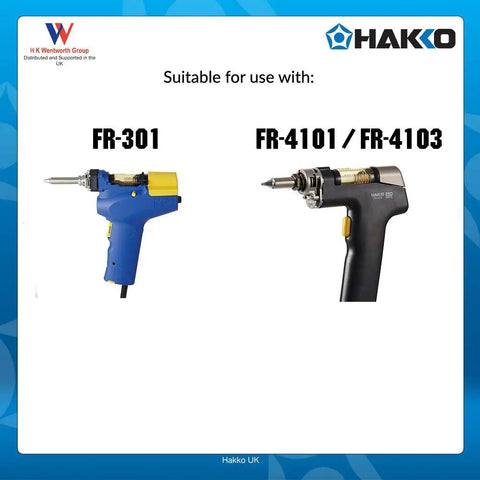 Side view of compatible FR-301 and FR-4101/FR-4103 desoldering tools, for N61-10 Desoldering Nozzle 1.6mm Quick Change Tip