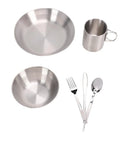 Sturdy Stainless Steel Camping Dishes And Utensils Mess Kit With Double Layer Vacuum Cup Thickened For Camp Trips Picnics Beach Visits Travel And Backyard BBQs on display