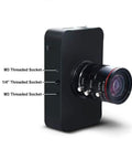 Slick 4K HDMI USB Camera With Crisp 1080P Streaming And Dead Simple Plug And Play Setup Featuring A Tight 6 To 12 Millimeter Manual Zoom Lens with controls and threaded sockets.