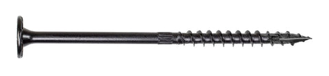 Killer Exterior Structural Wood Screws Five And One Half Inches Long Point Two Two Zero Diameter Low Profile Head Sawtooth Tip Double Barrier Coated Black T40 Drive Pack Of Fifty shown in side view.