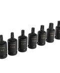 Torx Bit Socket Set For One Half Inch Drive Built Tough Seven Piece Corrosion Resistant Black Oxide Finish arranged in a row