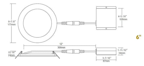Diagram of Six Pack Slim Recessed LED Downlight Kit 6 Inch Dimmable 3000K Warm White Easy Install Budget Friendly Energy Saving Ceiling Lighting