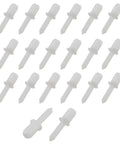 Heavy Duty Nylon Shutter Pins 20 Pack Replacement Louver Repair Clips For Window Blinds, white plastic clips arranged neatly.