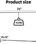 70 Inch Extra Long Garment Rack With Wheels Beefy Industrial Grade Heavy Duty Clothes Rack Chrome Finish Commercial Grade Rolling Clothes Rack Supports Up To 450 Lb shown with dimensions 70 inches long, 62.75 inches high, 19.75 inches deep.