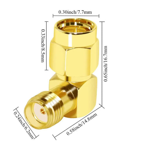 Right Angle SMA Male To Female Connector Adapter Gold Plated For WiFi Antenna Two Way Radio FPV Drone 90 Degree Coax Cable Converter