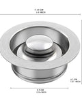 Brushed Stainless Steel Sink Flange And Stopper Universal Three And A Half Inch Drain Fit For Garbage Disposal Replacement Parts