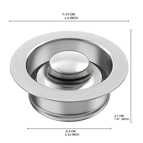 Brushed Stainless Steel Sink Flange And Stopper Universal Three And A Half Inch Drain Fit For Garbage Disposal Replacement Parts