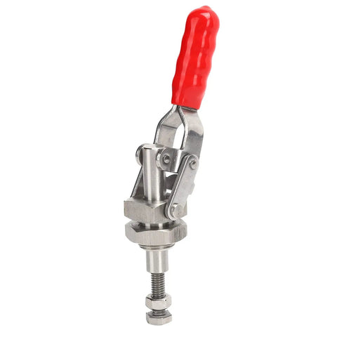 Stainless Steel Toggle Clamp With 220.5Lb Holding Power, Push Pull Clamp For Woodworking, Fixture Setup, Home Decor Projects, And Equipment Installations, Heavy Duty Grip, Arrow Storage Case Included; red handle