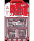 Front view of Milwaukee Shockwave 100-piece impact driver bit set in Packout case
