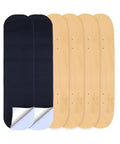 Blank Skateboard Decks 31 By 8 Inch Four Pack 7 Layer Maple Double Tail Boards For Art Painting Wall Decor Street Skate Custom Pro Replacement Includes Sandpaper, showing natural wood hues and black grip sheets.