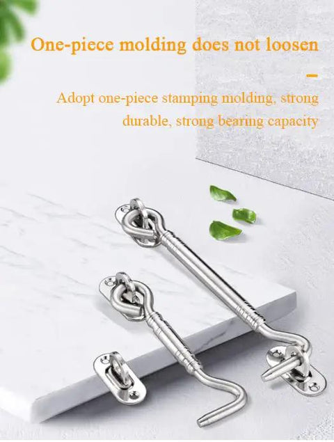 Premium Heavy Duty Stainless Steel Sliding Barn Door Latch With Secure Hook And Eye Lock Featuring Smooth Glide Mechanism and Rock Solid Build For Fences Sheds And Outdoor Security Gates, showcasing one-piece durable design.