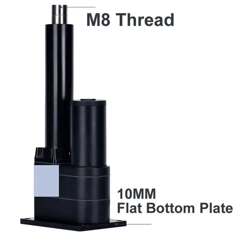 Heavy Hitter Electric Linear Actuator DC 12V with M8 thread and 10MM flat bottom plate for industrial automation and DIY rigs.