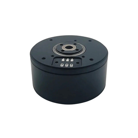 Bldc Gimbal Drive Motor Servo System Robot Joint Assembly Industrial Brushless Mechanical Arm with AS5048A encoder, black round design.