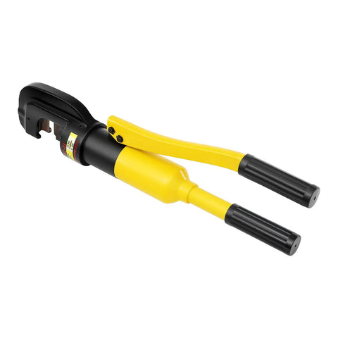 Heavy Duty 22mm Hydraulic Rebar Cutter With Sturdy Steel Toolbox For Construction Sites handheld tool with yellow handles.