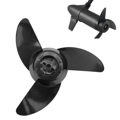 Three Blade Trolling Motor Propeller Replacement for 28Lb 36Lb 46Lb Outboard Motors, 12V 24V, Premium Plastic, Weed Resistant Design, Includes Prop Pin and Nut for Easy Install