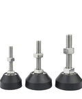Four Pack Heavy Duty Adjustable Leveling Feet With M8 M10 Thread Swivel Base Glide Pads for Tables with different height options.