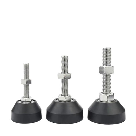 Four Pack Heavy Duty Adjustable Leveling Feet With M8 M10 Thread Swivel Base Glide Pads for Tables with different height options.