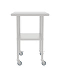 Stainless Steel Work Table With Undershelf And Casters, Flat Top Commercial Prep Table For Kitchen, Restaurant, And Garage, Heavy Duty, Scratch And Rust Resistant, Easy To Clean, NSF Certified, 30 Inch.